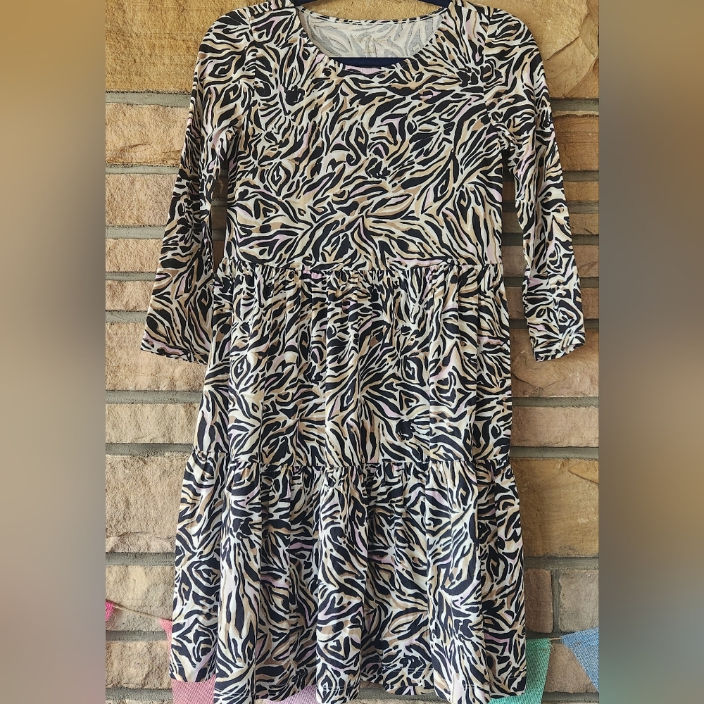 Lilly Pulitzer Black, Cream & Pink Abstract Tiered Mini Dress